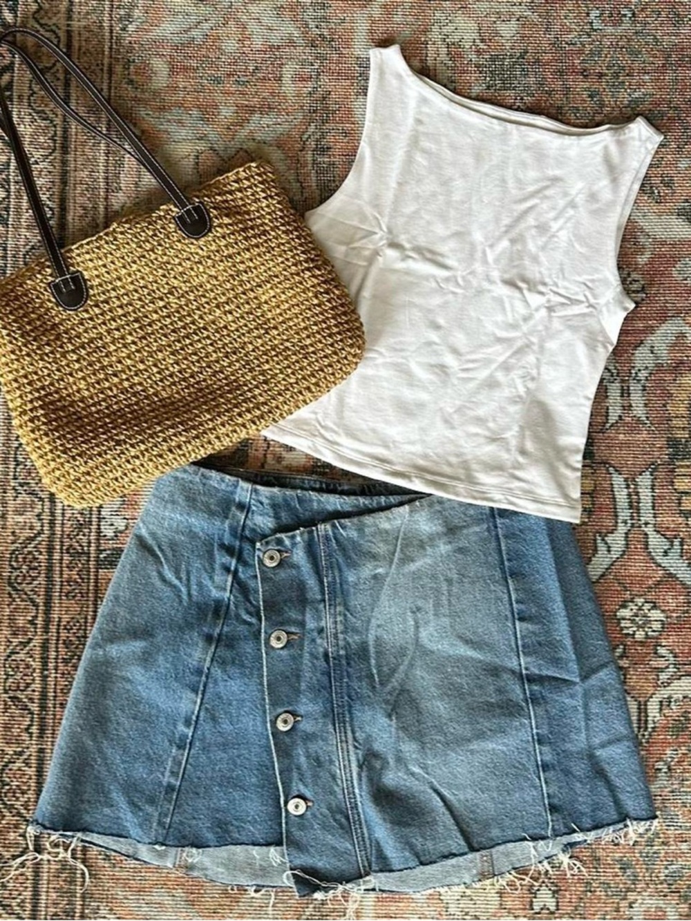 American Eagle Denim Button-Front mini skirt